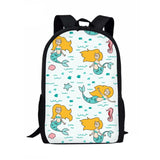 Coral Mermaid Prints Chidlren Book Bagpack Teenager Rucksack