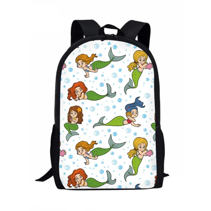 Coral Mermaid Prints Chidlren Book Bagpack Teenager Rucksack