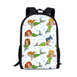 Coral Mermaid Prints Chidlren Book Bagpack Teenager Rucksack