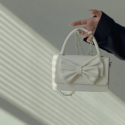 Girly Bowknot Small Shoulder Bag PU Leather Women Crossbody Bag