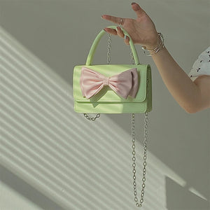 Girly Bowknot Small Shoulder Bag PU Leather Women Crossbody Bag