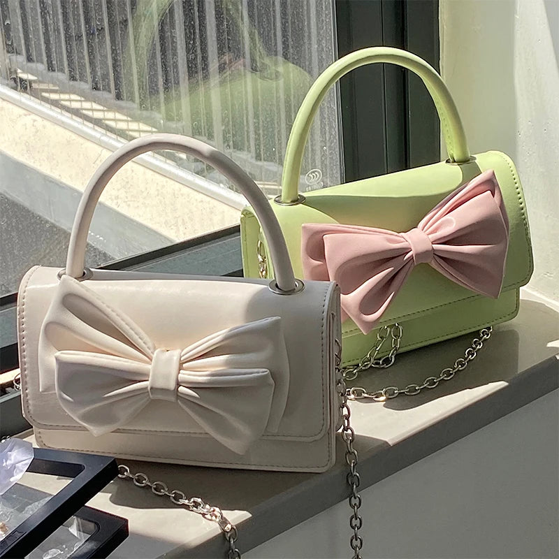Girly Bowknot Small Shoulder Bag PU Leather Women Crossbody Bag