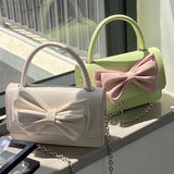 Girly Bowknot Small Shoulder Bag PU Leather Women Crossbody Bag