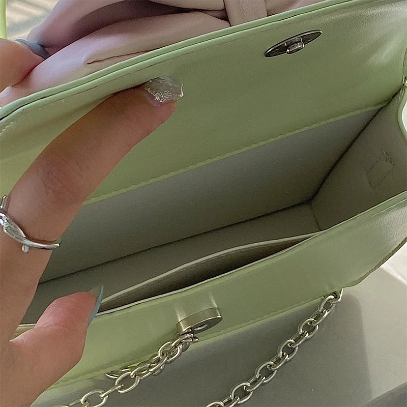 Girly Bowknot Small Shoulder Bag PU Leather Women Crossbody Bag