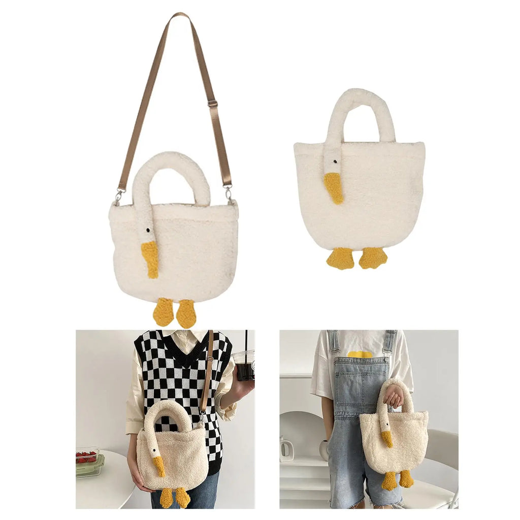 Goose Women Furry Shoulder Crossbody Bag Soft Plush Girls Messenger Bags
