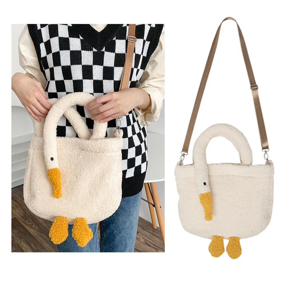 Goose Women Furry Shoulder Crossbody Bag Soft Plush Girls Messenger Bags
