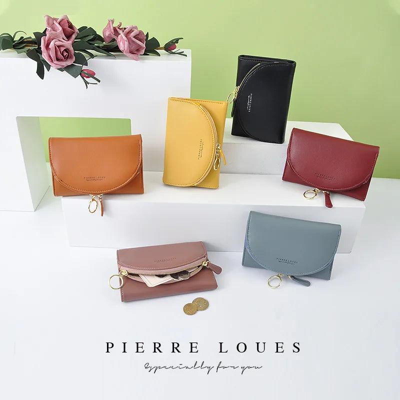 Women's Portable Wallet PU Leather Zipper Hand Purse