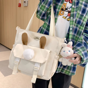 Large Capacity Canvas Shoulder Bag Harajuku Schoolbag Tote Bag