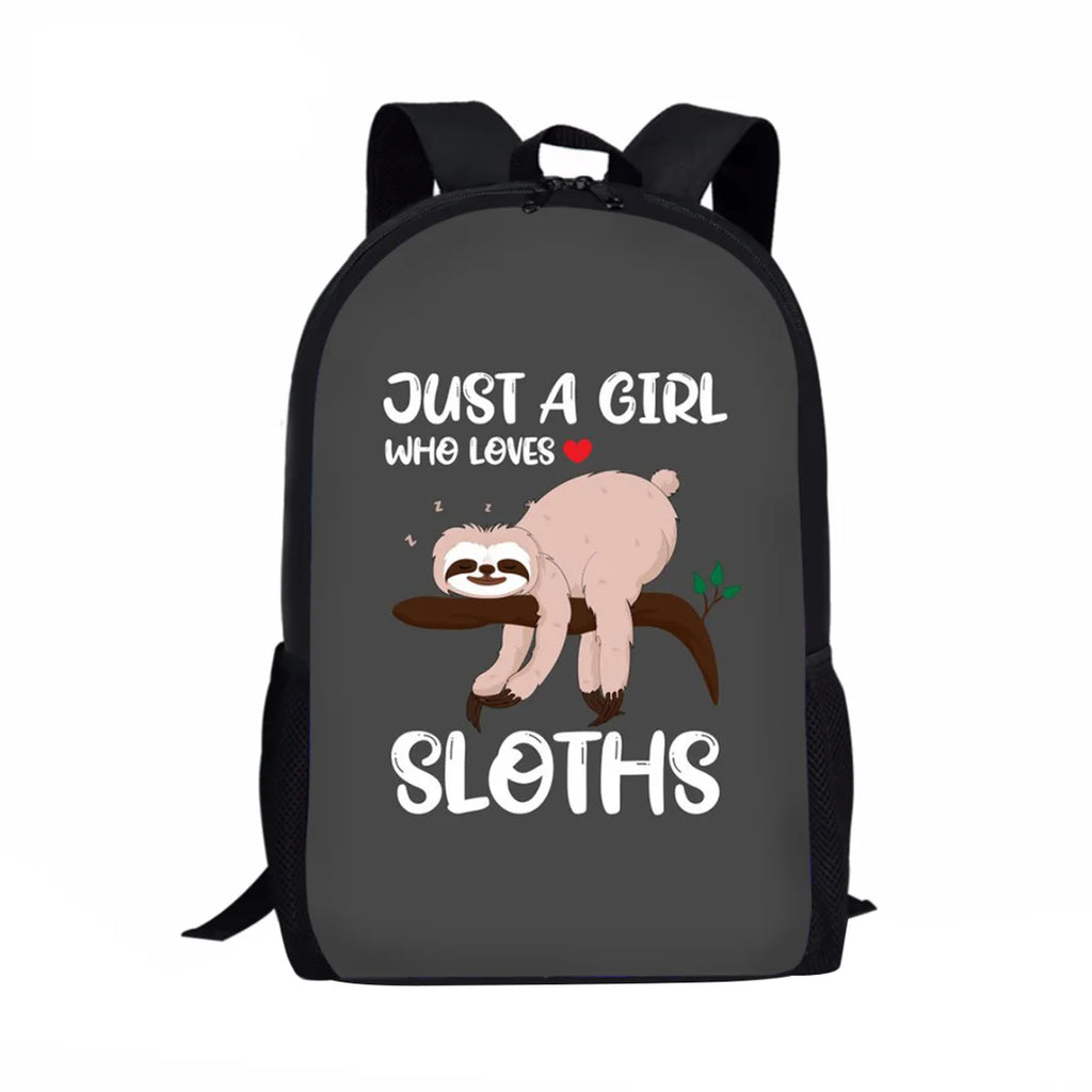 Lazy Sloth Print School Bags for Girls