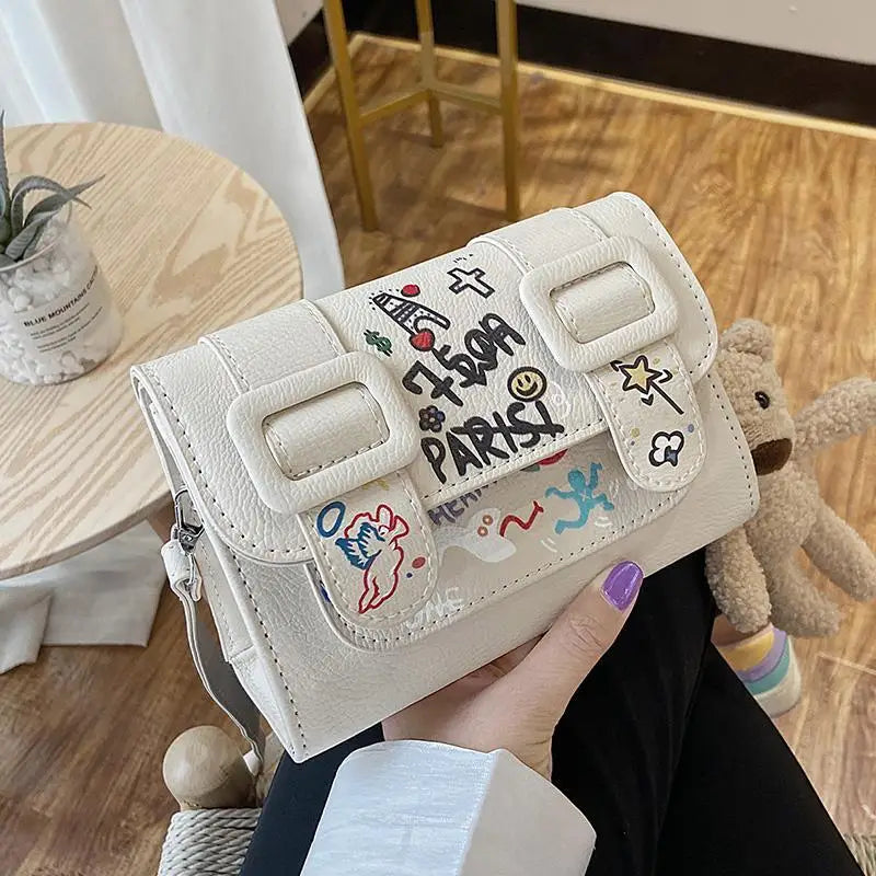 Cartoon Printed Small Square Cross-body Bag for Women