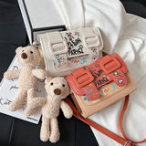 Cartoon Printed Small Square Cross-body Bag for Women