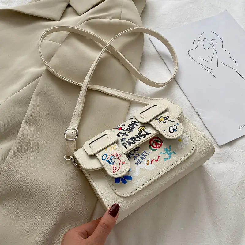 Cartoon Printed Small Square Cross-body Bag for Women