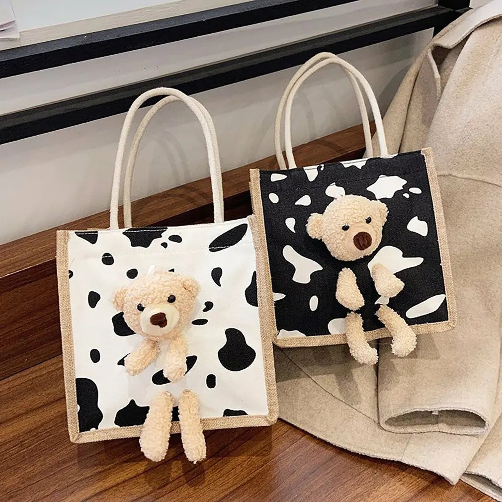 Little Bear Female Canvas Bag Versatile And Fashionable Canvas Bag For Women