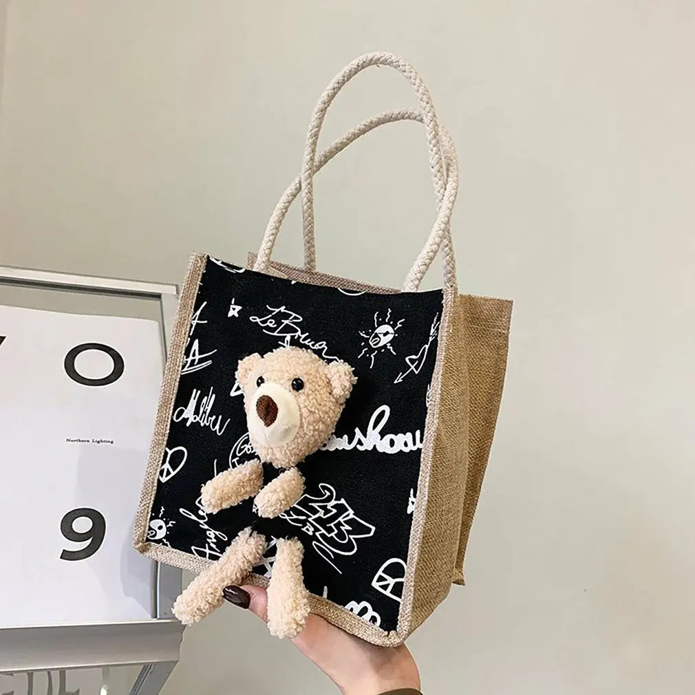 Little Bear Female Canvas Bag Versatile And Fashionable Canvas Bag For Women