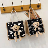 Little Bear Female Canvas Bag Versatile And Fashionable Canvas Bag For Women