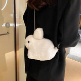 Funny Plush Bunny Crossbody Bag for Women