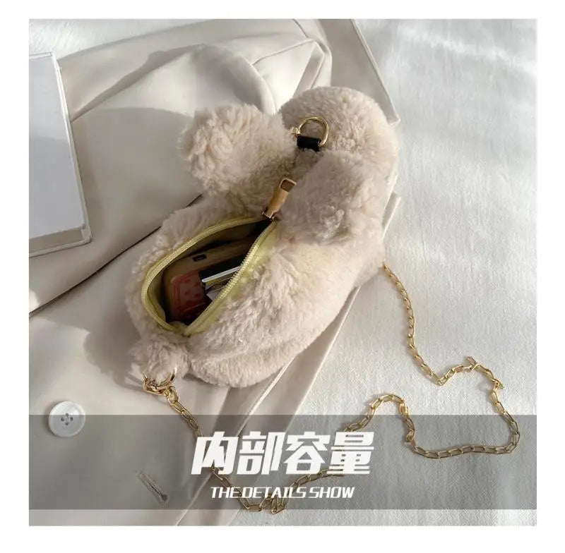 Funny Plush Bunny Crossbody Bag for Women