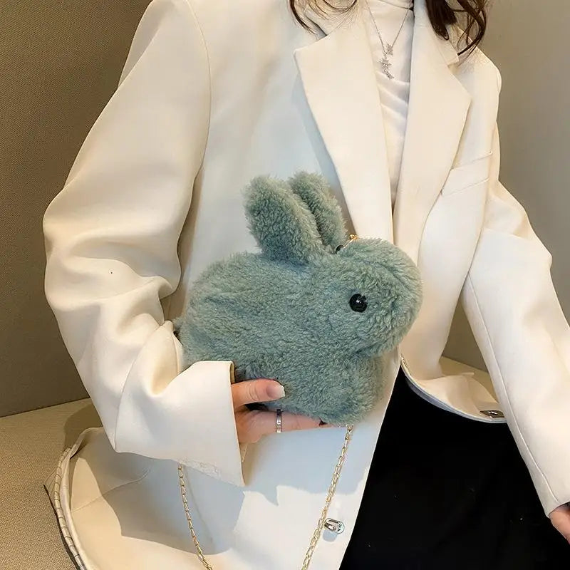 Funny Plush Bunny Crossbody Bag for Women