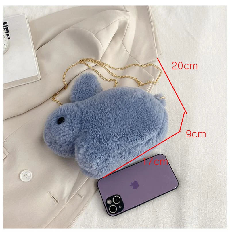 Funny Plush Bunny Crossbody Bag for Women