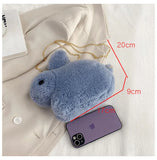 Funny Plush Bunny Crossbody Bag for Women
