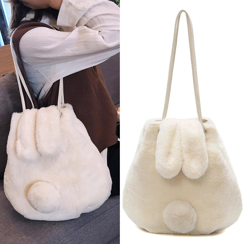 Cartoon Rabbit Ear Tail Crossbody Bag Women Shoulder Bag