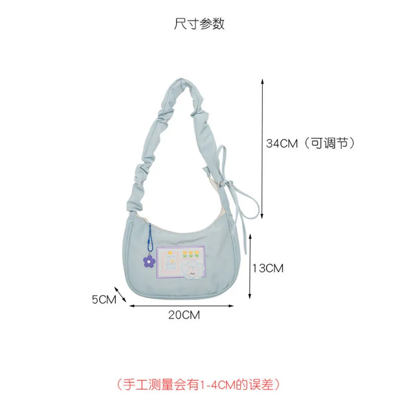 Flower Rabbit Embroidery Purple Underarm Bag Women's Tote