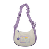 Flower Rabbit Embroidery Purple Underarm Bag Women's Tote