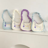 Flower Rabbit Embroidery Purple Underarm Bag Women's Tote