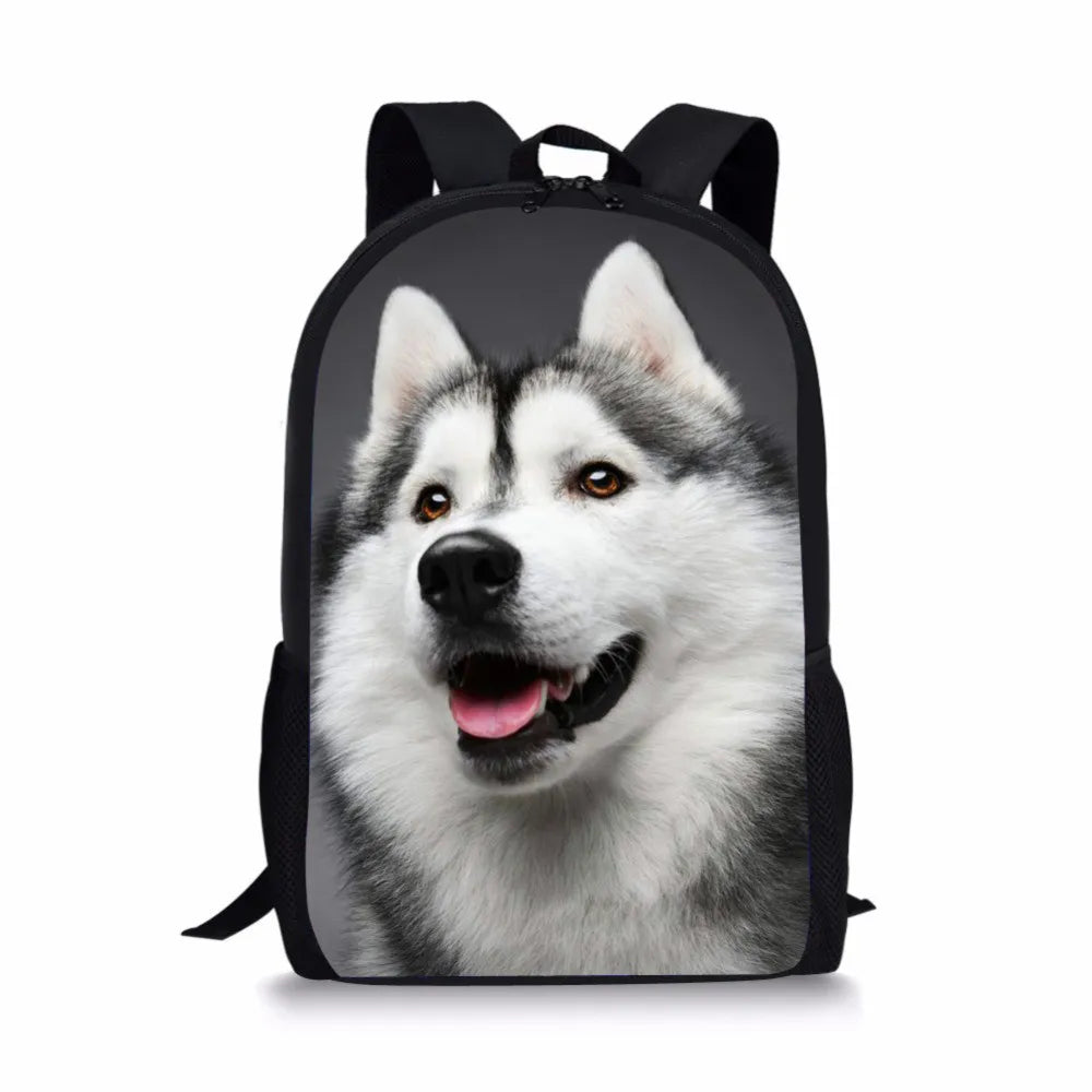 3D Husky Wolf School Bag for Teenager Boys Girls