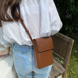 Vintage Pu Leather Square Shoulder Bag for Women