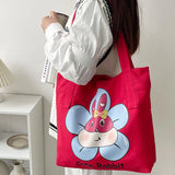 Rabbit Canvas Bags for Women Large Capacity Cotton Cloth Shoulder Bags