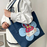 Rabbit Canvas Bags for Women Large Capacity Cotton Cloth Shoulder Bags