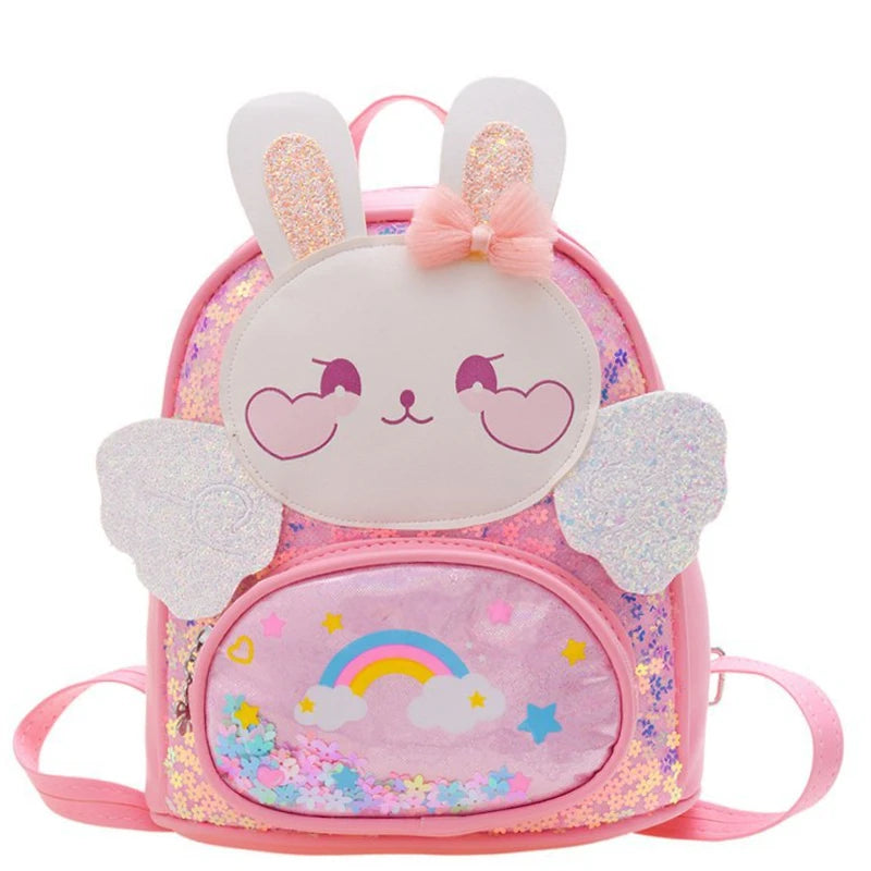Rabbit PU Children School Backpacks with Wing Girls Princess Bow Bags