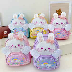 Rabbit PU Children School Backpacks with Wing Girls Princess Bow Bags