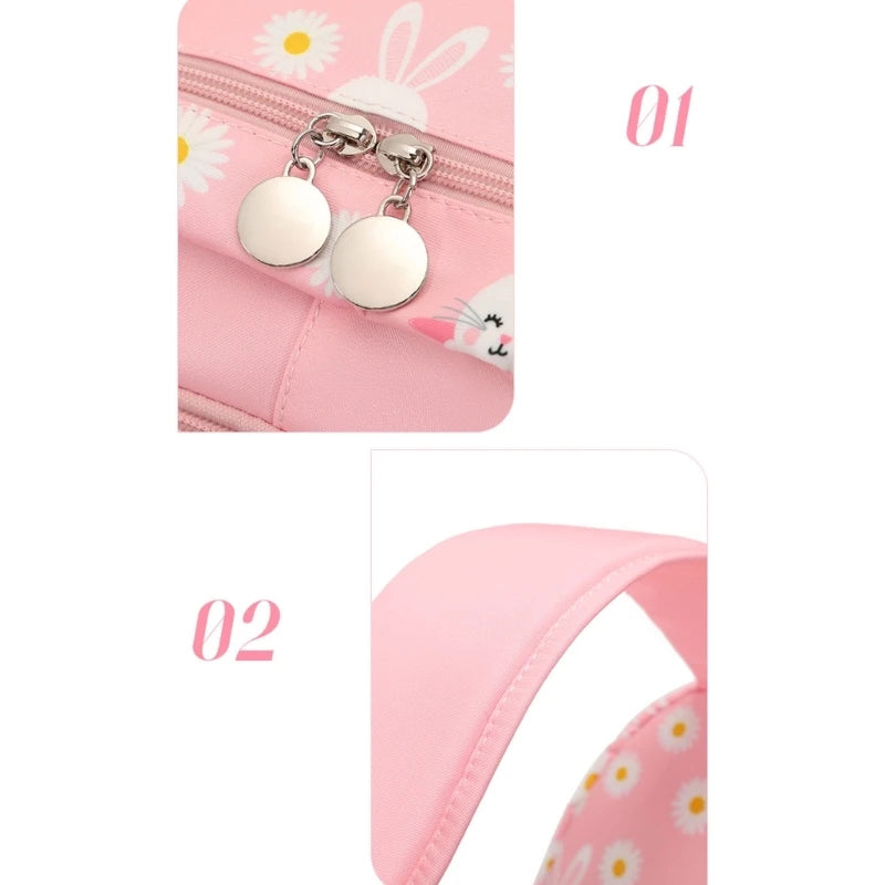 Flower Rabbit Print School Backpack Laptop Travel Bag for Teenagers