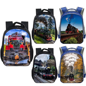 Train Pattern Kids Backpack School Bag for Boys