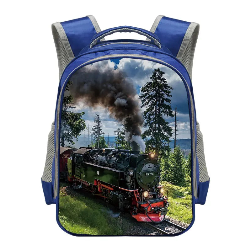 Train Pattern Kids Backpack School Bag for Boys