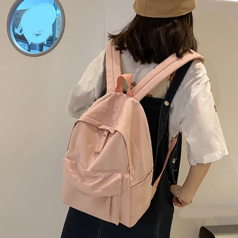 Solid Youth Bookbag Student Girls Boys Casual Large Capacity School Travel Bag