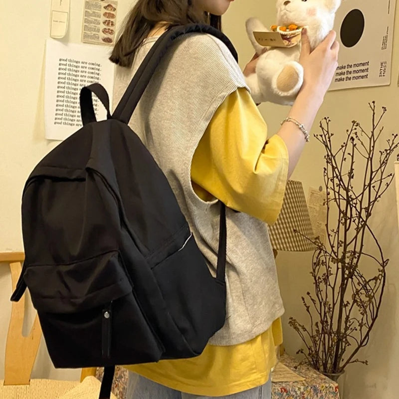 Solid Youth Bookbag Student Girls Boys Casual Large Capacity School Travel Bag