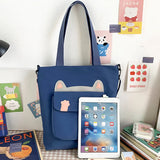 Large Capacity Tote Bags Canvas Shoulder Bags Girls Student School Book Bag