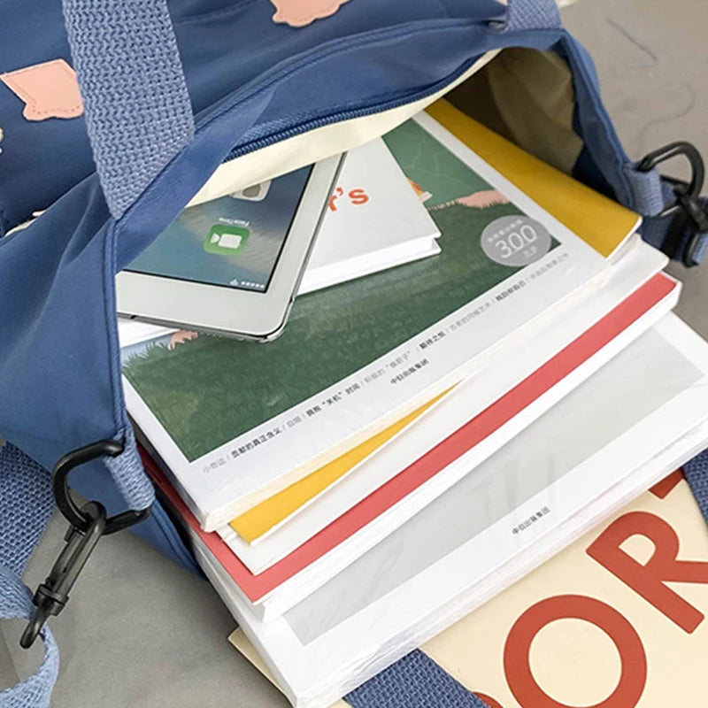 Large Capacity Tote Bags Canvas Shoulder Bags Girls Student School Book Bag