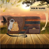 Cat Leather Purse Clutch Wallet Zip Around Cash Holder for Women