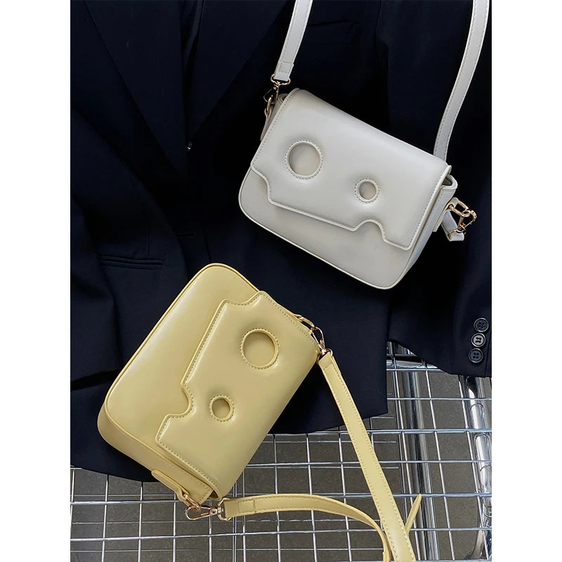 Yellow Cheese Women Square Shoulder Bag PU Leather Small Crossbody Messenger Bag
