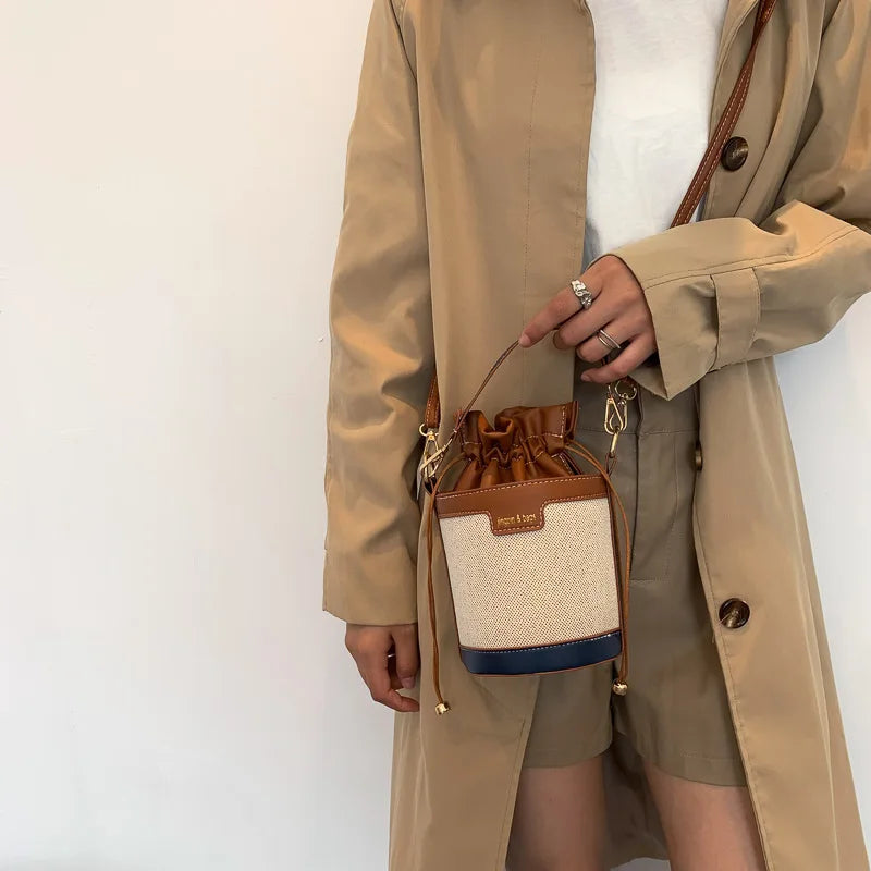 Casual Drawstring Leather Crossbody Bag for Women