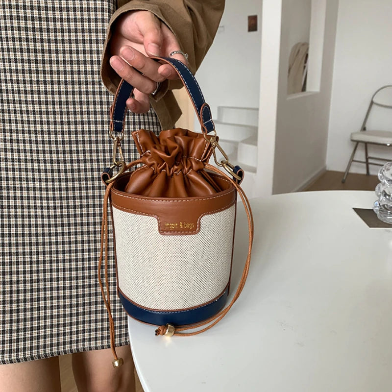 Casual Drawstring Leather Crossbody Bag for Women