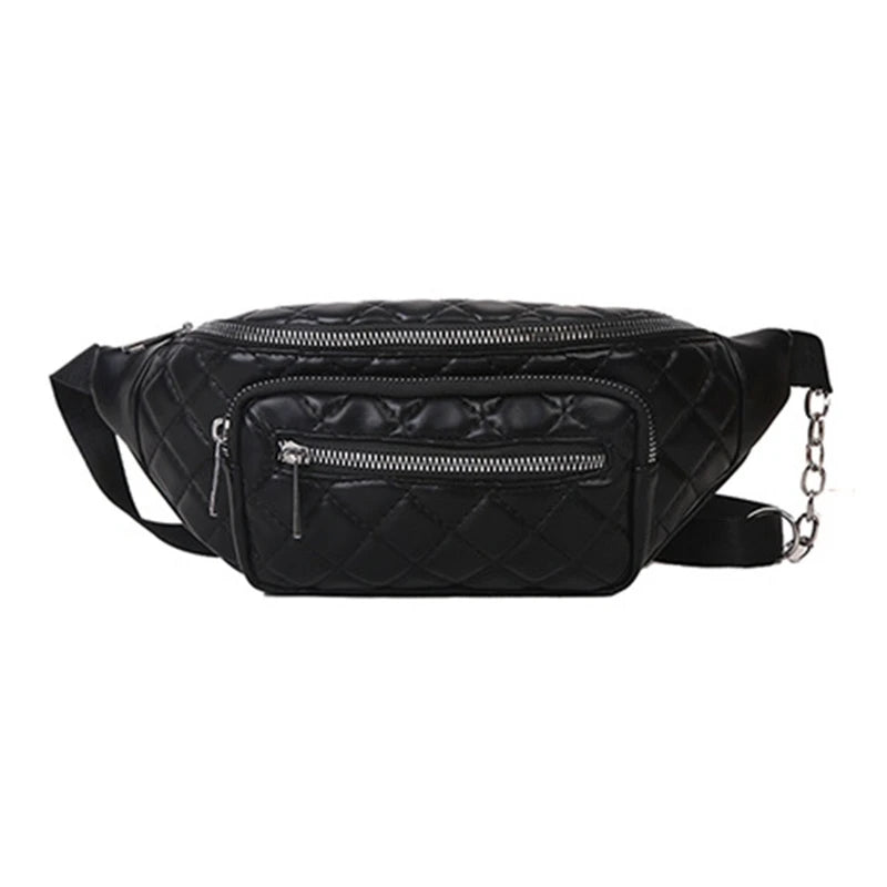 D0LF Women's Waist Bag Chest Bags PU Leather Fanny Pack Multifunction