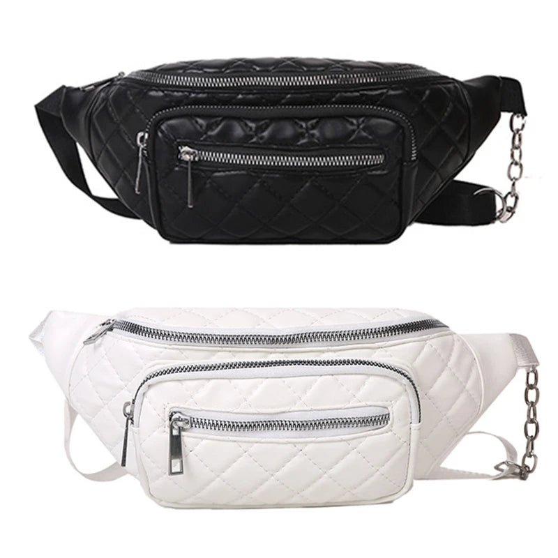 D0LF Women's Waist Bag Chest Bags PU Leather Fanny Pack Multifunction