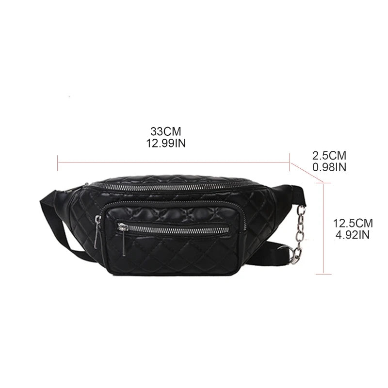 D0LF Women's Waist Bag Chest Bags PU Leather Fanny Pack Multifunction