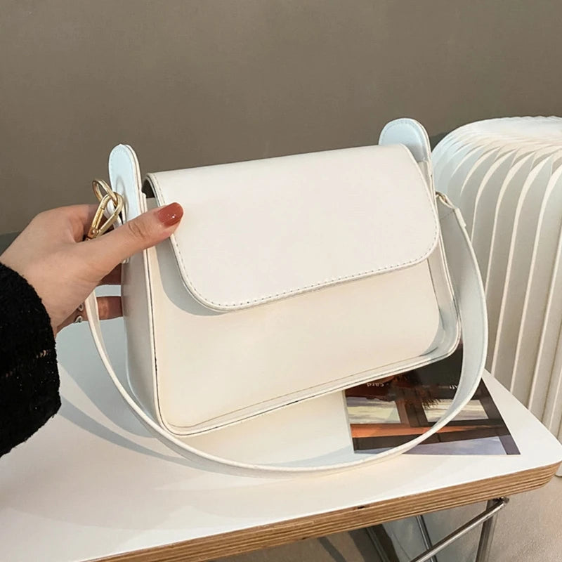 D0LF PU Leather Women Shoulder Underarm Bag Small Square Flap Handbags Tote