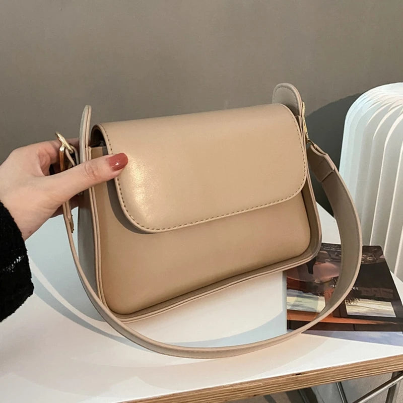 D0LF PU Leather Women Shoulder Underarm Bag Small Square Flap Handbags Tote
